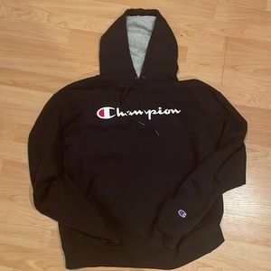 Black large champion hoodie